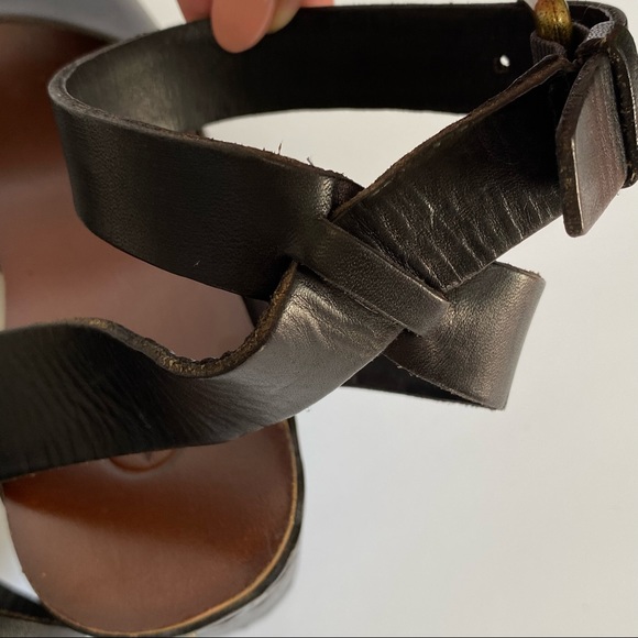 ASH Vanina black brown leather cut out design platform wedge open toe sandal - Picture 7 of 15